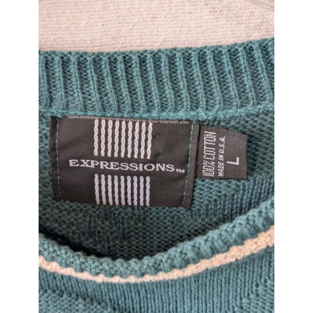 Vintage Expressions Golf Themed Knit Cotton Sweater Men's Size Large - Picture 6 of 14